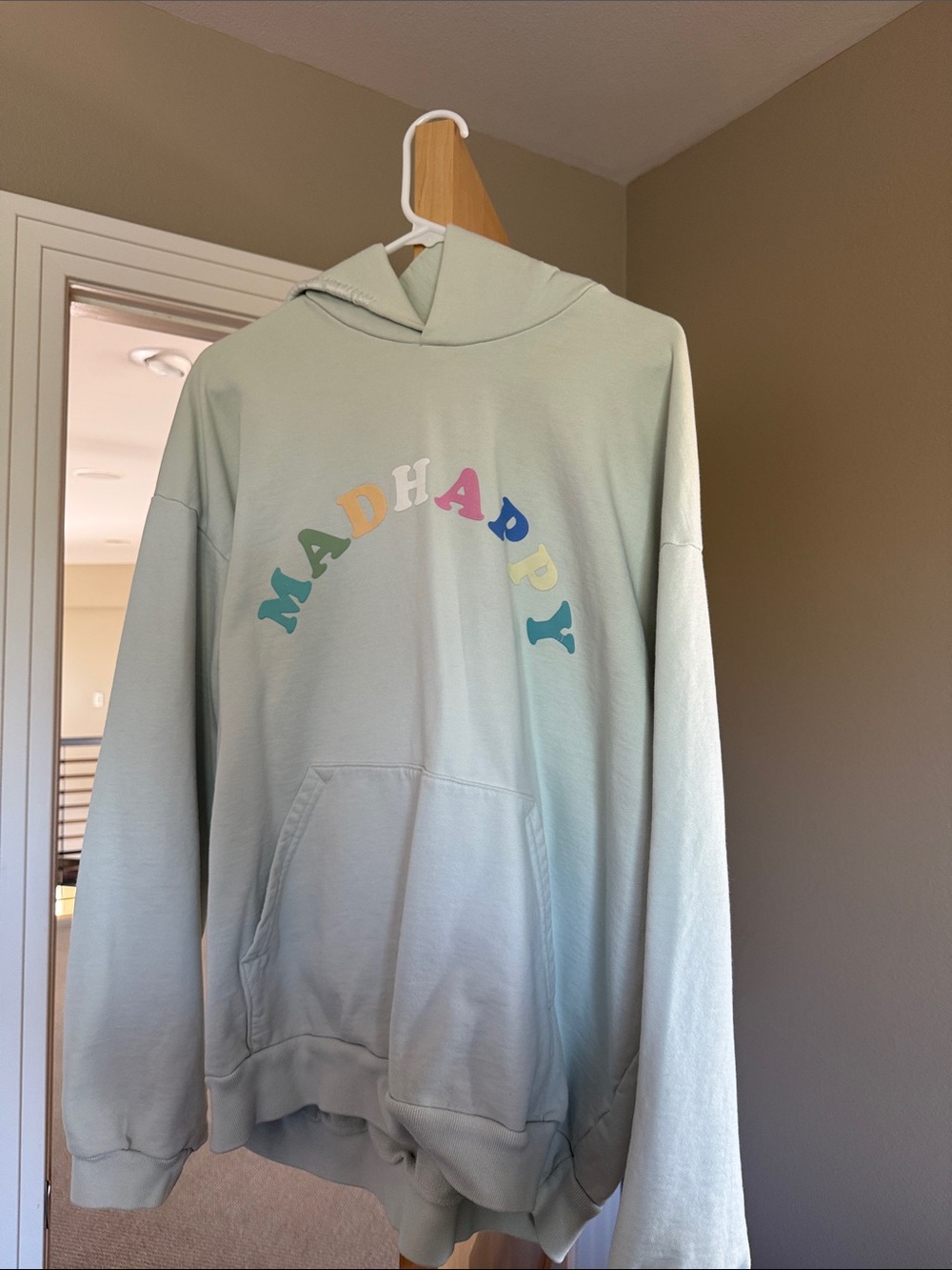 Madhappy Pastel Mint Green Hoodie with Multicolor Arch Logo